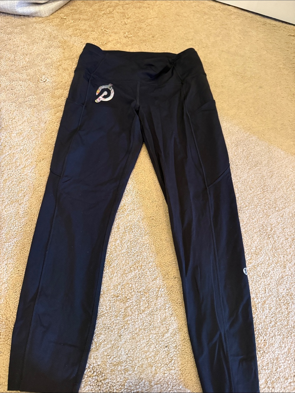 lululemon athletica Black High-Rise Performance Leggings with Logo Detail